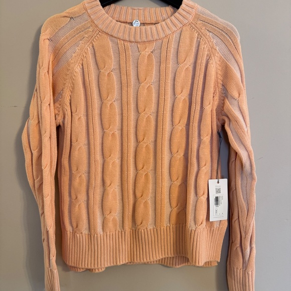NWT Margaret O’Leary Cable Knit Crewneck Sweater – Peach, Size S - Picture 4 of 13